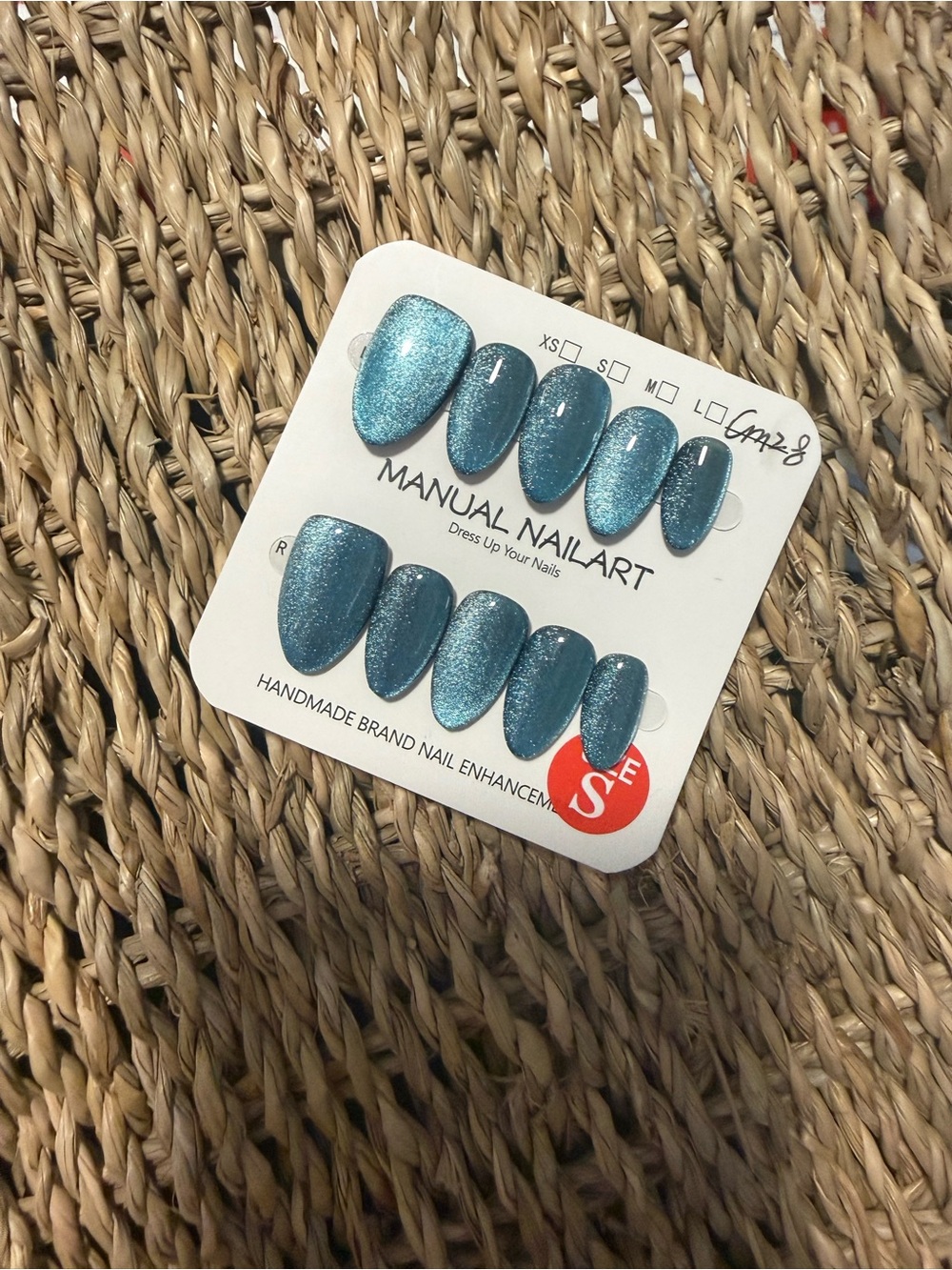 Teal Glitter Press-On Nails